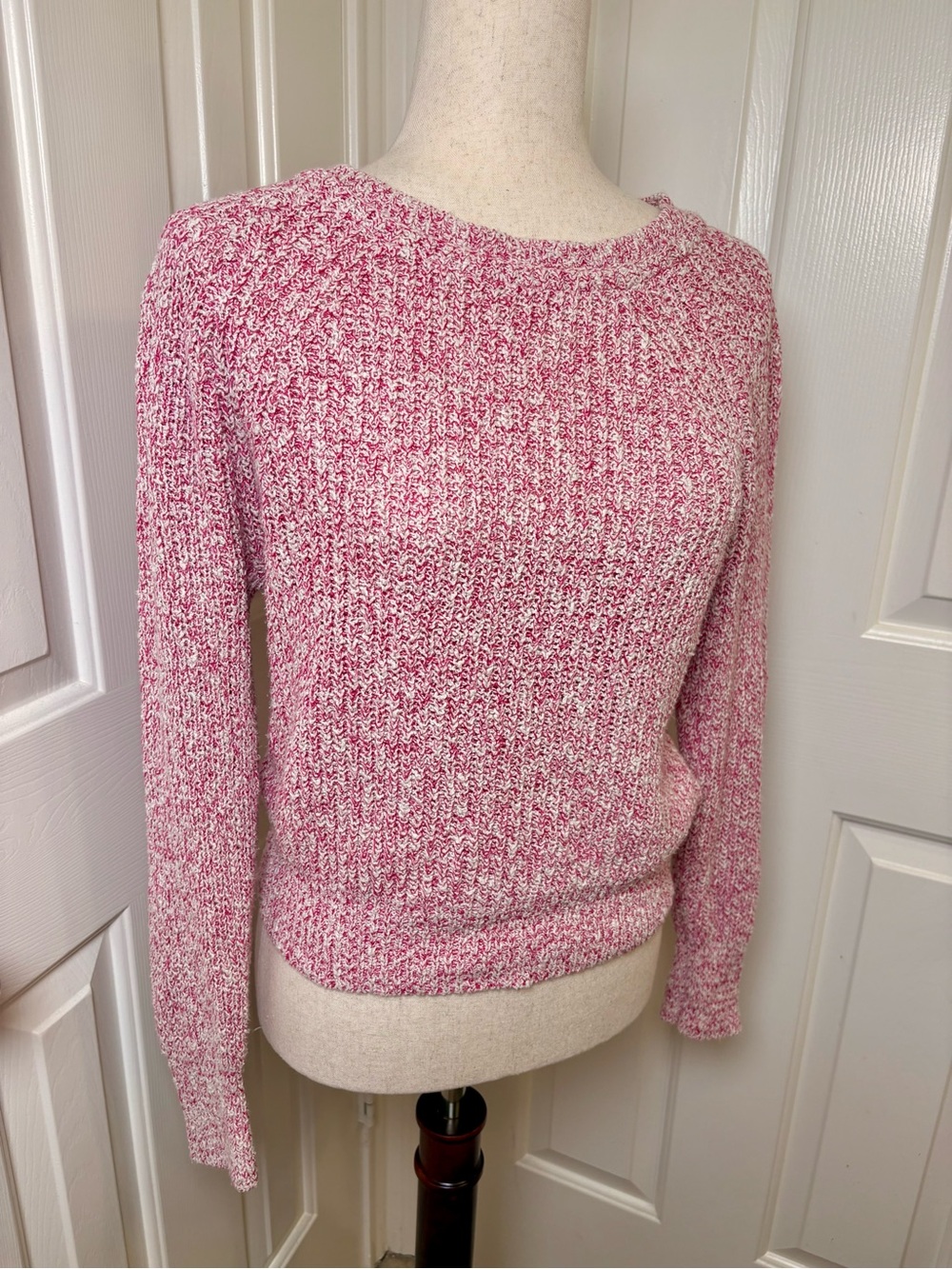 Free People Pink Marled Knit Sweater Soft Girl Preppy Boho Casual Cozy Small
